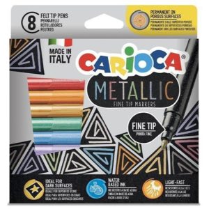 Carioca Metallic Maximarkers μαρκαδόροι 8 χρωμάτων fine tip (Σετ 6τεμ).