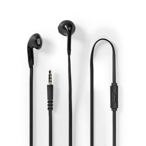 NEDIS HPWD2021BK WIRED EARPHONES 3.5mm WITH CABLE LENGTH: 1.20m BUILT-IN MICROPHONE BLACK NEDIS.