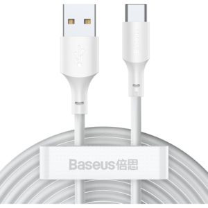 Baseus Simple Wisdom Regular USB 2.0 Cable USB-C male - USB-A male Λευκό 1.5m (TZCATZJ-02) (BASTZCATZJ-02).