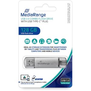 MediaRange USB 3.0 Combo Flash Drive with USB Type-C™ plug, 128GB (MR938).