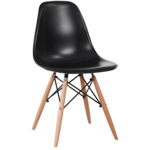 ART Wood Kαρέκλα Τραπεζαρίας Κουζίνας Ξύλο - PP Μαύρο 46x52x82cm ΕΜ123,2W (Σετ 4τεμ.).( 3 άτοκες δόσεις.)