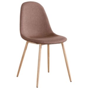 CELINA Καρέκλα Μέταλλο Βαφή Φυσικό, Ύφασμα Καφέ 45x54x85cm ΕΜ907,2 (Σετ 4τεμ.).( 3 άτοκες δόσεις.)