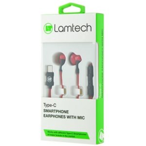 LAMTECH TYPE-C SMARTPHONE EARPHONES WITH MIC RED LAM021141