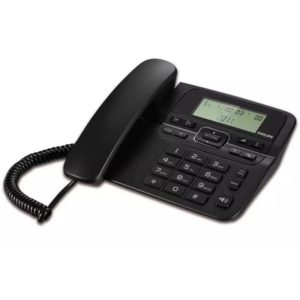 Philips M20B/GRS Μαύρο Ενσύρματο τηλέφωνο με μεγάλα πλήκτρα, ανοιχτή ακρόαση και οθόνη LCD.