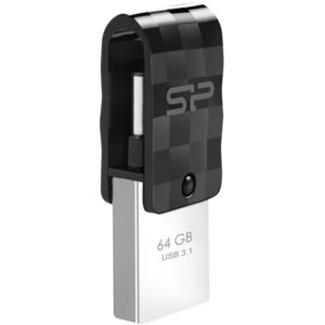 SILICON POWER Dual USB Flash Drive C31, USB 3.1 & Type-C, 64GB, μαύρο SP064GBUC3C31V1K.