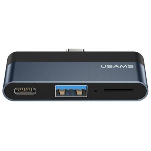 USAMS USB-C hub US-SJ491, USB/USB-C PD/micro SD θύρες, 5Gbps, γκρι SJ491HUB01.