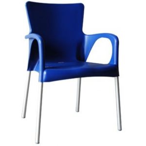 LARA Πολυθρόνα Dining Στοιβαζόμενη, ALU Silver, PP - UV Protection Απόχρωση Μπλε 60x52x85cm Ε306,6.( 3 άτοκες δόσεις.)