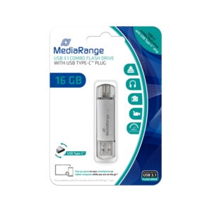 MediaRange USB 3.1 Combo Flash Drive with USB Type-C™ plug, 16GB (MR935).