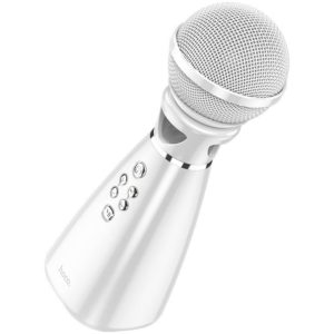 Ασύρματο Μικρόφωνο Hoco BK6 Hi-song V.5 Λευκό με Λειτουργία Karaoke και Υποδοχή Micro SD Κάρτας.