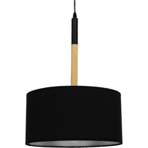 GloboStar BRONX 01517 Μοντέρνο Κρεμαστό Φωτιστικό Οροφής Μονόφωτο 1 x E27 Μεταλλικό με Μαύρο Καπέλο Φ35 x Y50cm.( 3 άτοκες δόσεις.)
