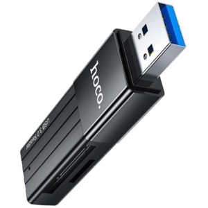 Αναγνώστης Κάρτας Μνήμης Hoco HB20 Mindful 2 σε 1 USB 3.0 έως 5Gbps και 2TB για Micro SD και SD Μαύρος.