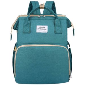 2 in 1 τσάντα πλάτης και παιδικό κρεβατάκι TMV-0050, αδιάβροχη, πράσινη TMV-0050.