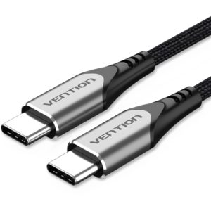 VENTION Nylon Braided Type-C to Type-C 3A/PD 60W Cable 1.5M Gray Aluminum Alloy Type (TADHG).