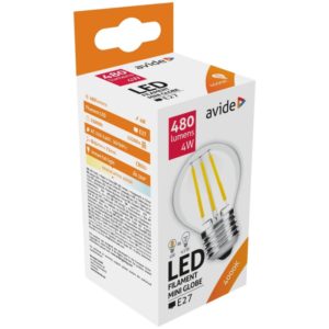 Avide LED Filament Σφαιρική 4W E27 360° Λευκό 4000K.