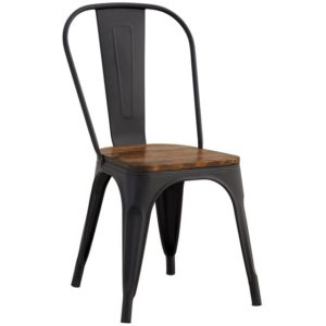 RELIX Wood Καρέκλα, Μέταλλο Βαφή Μαύρο Extra Matt, Απόχρωση Ξύλου Dark Oak 45x53x85cm Ε5191W,1W.( 3 άτοκες δόσεις.)