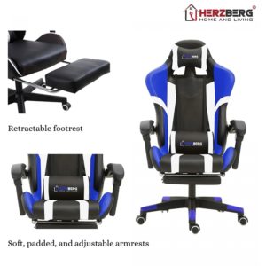 Herzberg Gaming Chair Blue (8083BLUE) (HEZ8083BLUE).( 3 άτοκες δόσεις.)