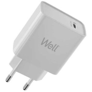Universal USB-C FastTravel Wall Charger 5VDC/3A (20W) Λευκό Well PSUP-USB-WPD20WE-WL .