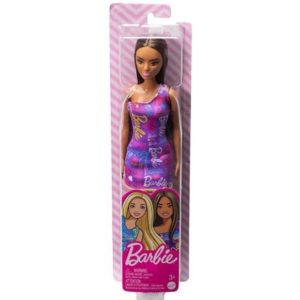 Mattel Barbie Purple Dress with Flowers - Dark Skin Doll Doll with Purple Dress (HGM57).
