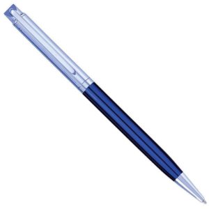 Στυλό μεταλλικό δίχρωμο μπλε-ασημί σε πολυτελή θήκη.
