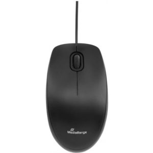 MediaRange Optical Mouse Corded 3-Button Silent-click (Black, Wired) (MROS212).