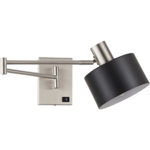 Home Lighting SE21-NM-52-MS1 ADEPT WALL LAMP Nickel Matt Wall lamp with Switcher and Black Metal Shade 77-8375( 3 άτοκες δόσεις.)