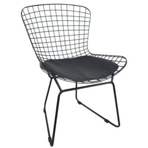 SAXON Καρέκλα Μέταλλο Βαφή Μαύρο, Μαξιλάρι Μαύρο 54x62x78cm Ε5142.( 3 άτοκες δόσεις.)