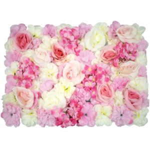 GloboStar 78304 Συνθετικό Πάνελ Λουλουδιών - Κάθετος Κήπος Τριαντάφυλλο - Ορτανσία - Βιολέτα Μ60 x Υ40 x Π7cm.