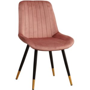ArteLibre Καρέκλα MOSEY Ροζ Βελούδο/Μέταλλο/Ξύλο 52x57x85cm.( 3 άτοκες δόσεις.)