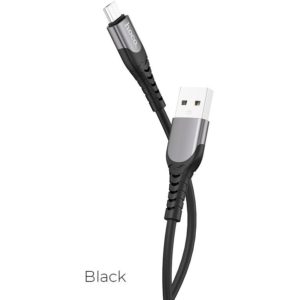 HOCO U80 COOL SILICONE CHARGING CABLE FOR MICRO, ΜΑΥΡΟ