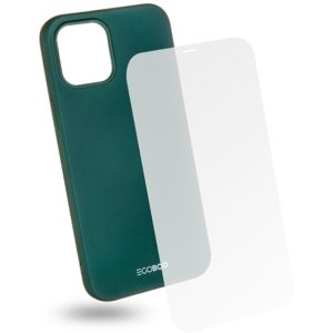 EGOBOO Tempered Glass + Case Rubber TPU Ruby Green (iPhone 12/12 pro)