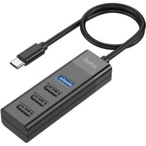 Hub USB-C Hoco HB25 4 in 1 Easy display USB3.0, USB2.0 x 3 Μαύρο.