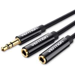 VENTION 3.5mm Male to 2*3.5mm Female Stereo Splitter Cable 0.3M Black ABS Type (BBSBY).