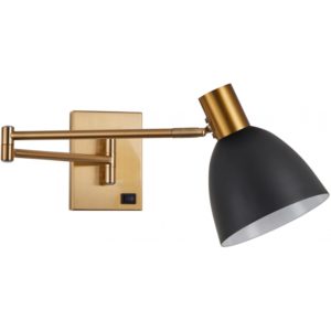 Home Lighting SE21-GM-52-MS2 ADEPT WALL LAMP Gold Matt Wall lamp with Switcher and Black Metal Shade 77-8367( 3 άτοκες δόσεις.)