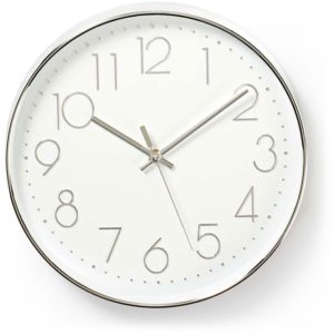 NEDIS CLWA015PC30SR Circular Wall Clock, 30 cm Diameter, White & Silver NEDIS.