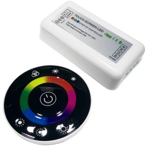 Ασύρματος LED RGB Controller με Μαύρο Στρογγυλό Χειριστήριο Αφής 2.4G RF 12v (192w) - 24v (384w) DC GloboStar 77445.