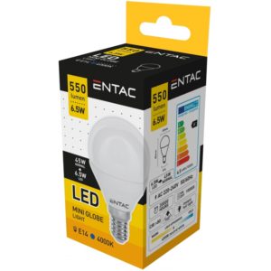 ENTAC LED ΣΦΑΙΡΙΚΗ 6.5W E14 4000K.