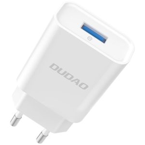 Dudao Home Travel EU Adapter USB Wall Charger 5V/2.4A QC3.0 Quick Charge 3.0 white (A3EU white).
