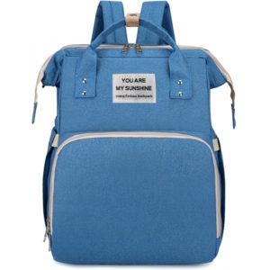 2 in 1 τσάντα πλάτης και παιδικό κρεβατάκι TMV-0052, αδιάβροχη, μπλε TMV-0052.