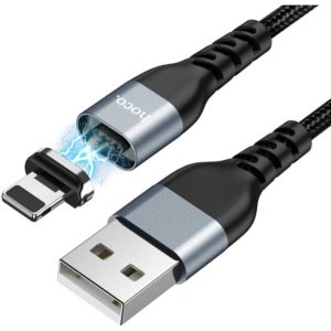 Καλώδιο σύνδεσης Hoco U96 Traveller Magnetic USB σε Lightning 2.4A με Μαγνητικό Αποσπώμενο Βύσμα Μεταλλικό Μαύρο 1.2m.