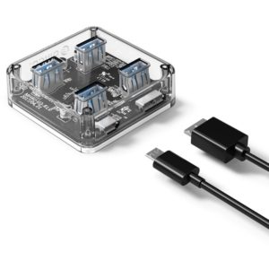 ORICO USB hub MH4U-U3, 4x USB, 5Gbps, διάφανο MH4U-U3-10-CR-BP.