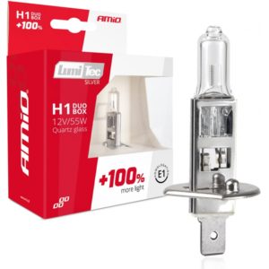 Amio H1 12V 55W P14,5s LUMITEC SILVER ΑΛΟΓΟΝΟΥ +100% UP TO 25m ΑΜΙΟ- 2 ΤΕΜ..