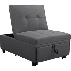 IMOLA Καρέκλα - Κρεβάτι Σαλονιού - Καθιστικού, Ύφασμα Σκούρο Γκρι 75x106x90 / Κρεβάτι75x172x44cm Ε9921,01.( 3 άτοκες δόσεις.)