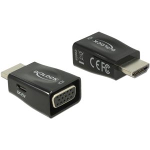 DELOCK αντάπτορας HDMI σε VGA & micro USB 65902, 1920x1200p, μαύρος 65902.