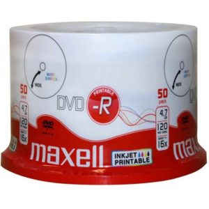 DVD-R Maxell 16X SP50 4.7GB Συσκευασία 50 τμχ με Εκτυπώσιμη Επιφάνεια.