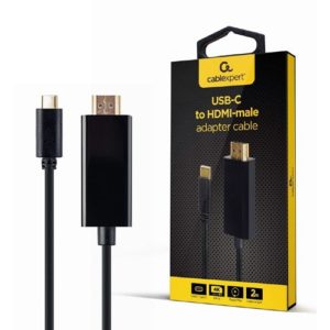 CABLEXPERT USB-C MALE TO HDMI-MALE ADAPTER 4K 30HZ 2M BLACK RETAIL PACK A-CM-HDMIM-01