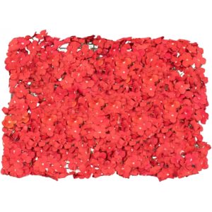 GloboStar 78316 Συνθετικό Πάνελ Λουλουδιών - Κάθετος Κήπος Ορτανσία Κόκκινο Μ60 x Υ40 x Π5cm.