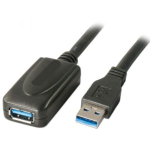 POWERTECH καλώδιο USB 3.0 με ενισχυτή CAB-U040, 5m, μαύρο CAB-U040.
