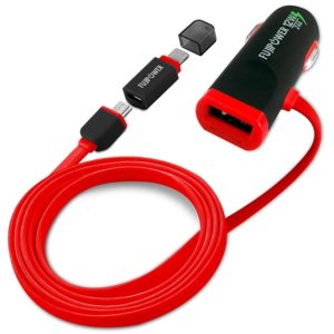 Φορτιστής αυτοκινήτου Micro/Lightning USB 2.4A - Κόκκινο