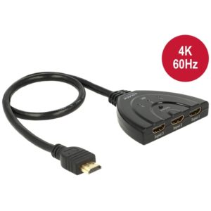 DELOCK HDMI UHD Switch 3x HDMI είσοδοι σε 1x HDMI 4K έξοδο 18600, 50cm 18600.( 3 άτοκες δόσεις.)