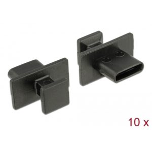 DELOCK κάλυμμα προστασίας για θύρα USB-C 64015 με λαβή, μαύρο, 10τμχ 64015.